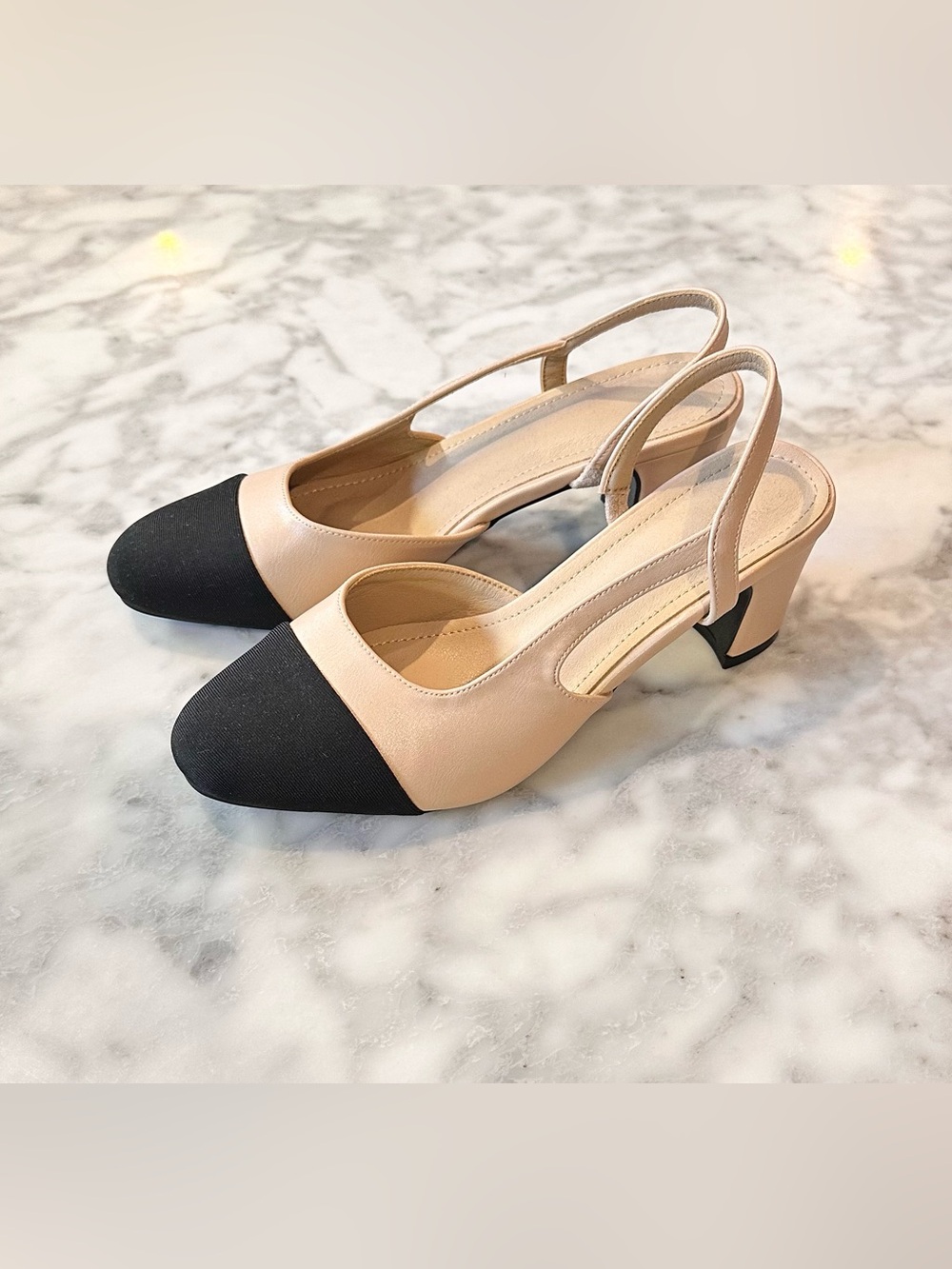 Slingback Pumps in Beige and Black